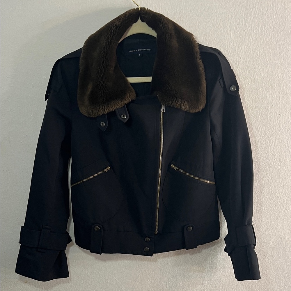 French Connection Black Structured Jacket with Br… - image 2